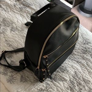 LD Vegan Leather Black gold studded backpack